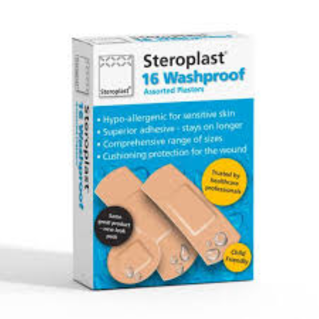 STEROPLAST ASSORTED WASHPROOF PLASTERS 16'S